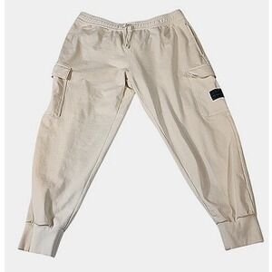 Timberland Mens Cream Off-White Fleece Jogger Sweatpants Large Drawstring L/G